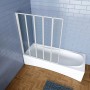Badewannenaufsatz 120x140cm, 5-teilige Faltwand aus ESG-Glas, Rahmen in Weiß.