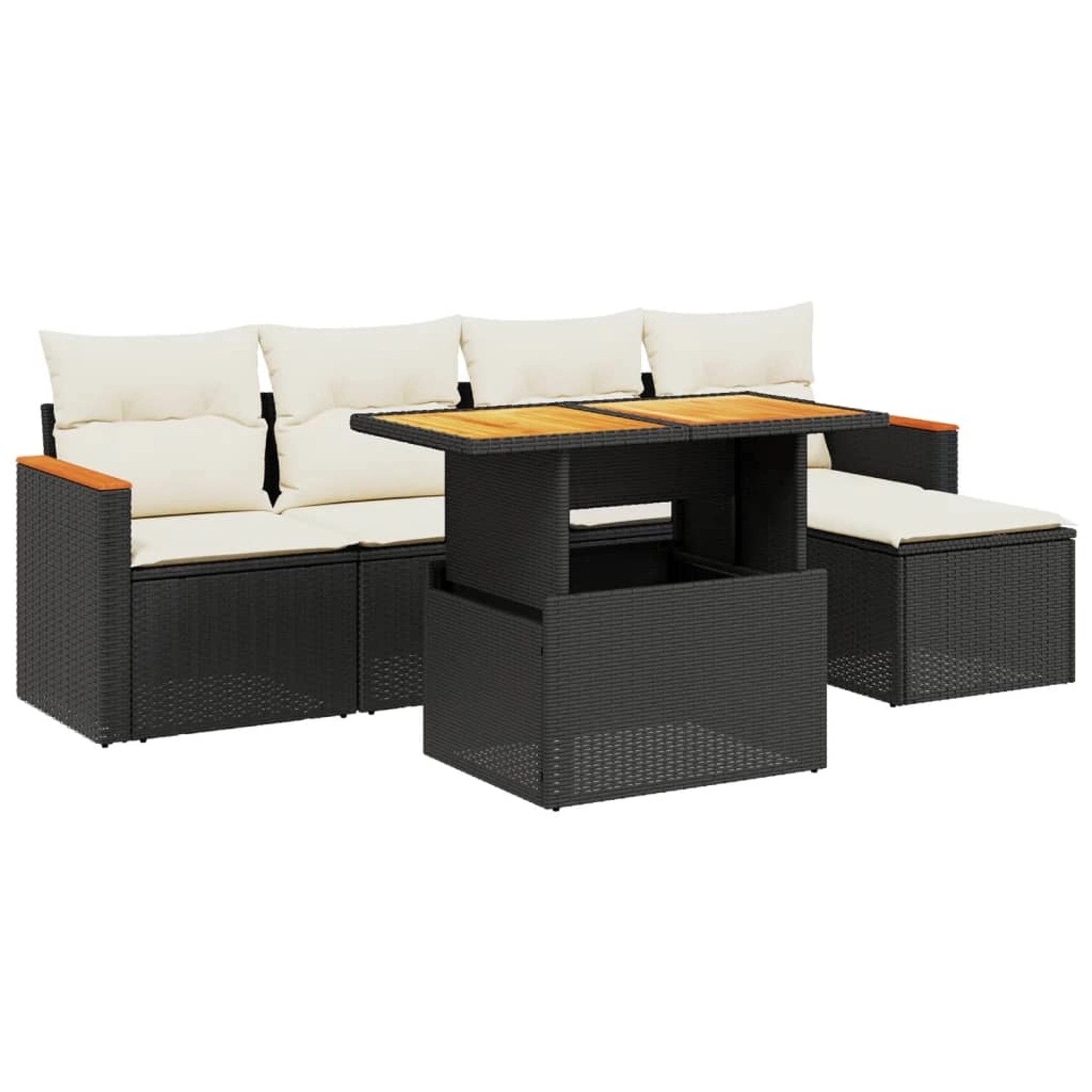 vidaXL 6-Tlg Garten-Sofagarnitur mit Kissen Schwarz Poly Rattan 3276031 günstig online kaufen