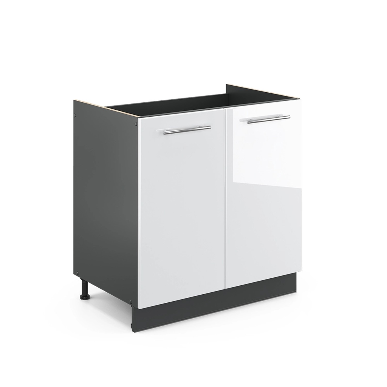 Vicco Spülenunterschrank Fame-Line Weiß Hochglanz/Anthrazit 80 cm AP Anthra günstig online kaufen