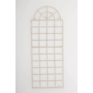 Antik-cremefarbenes Metall Rankgitter GUNNAR 70x180cm mit Gittermuster und Bogen für Kletterpflanzen.