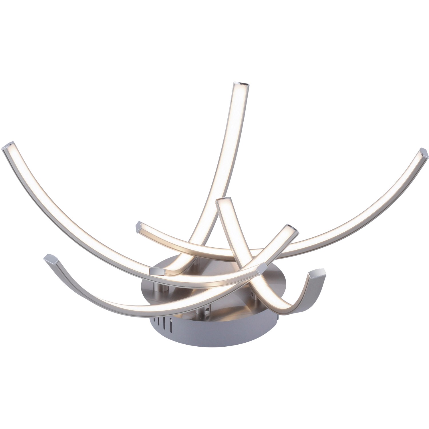 Moderne LED-Deckenleuchte Valerie in Stahloptik, 47x47 cm, warmweißes Licht für Wohnräume.