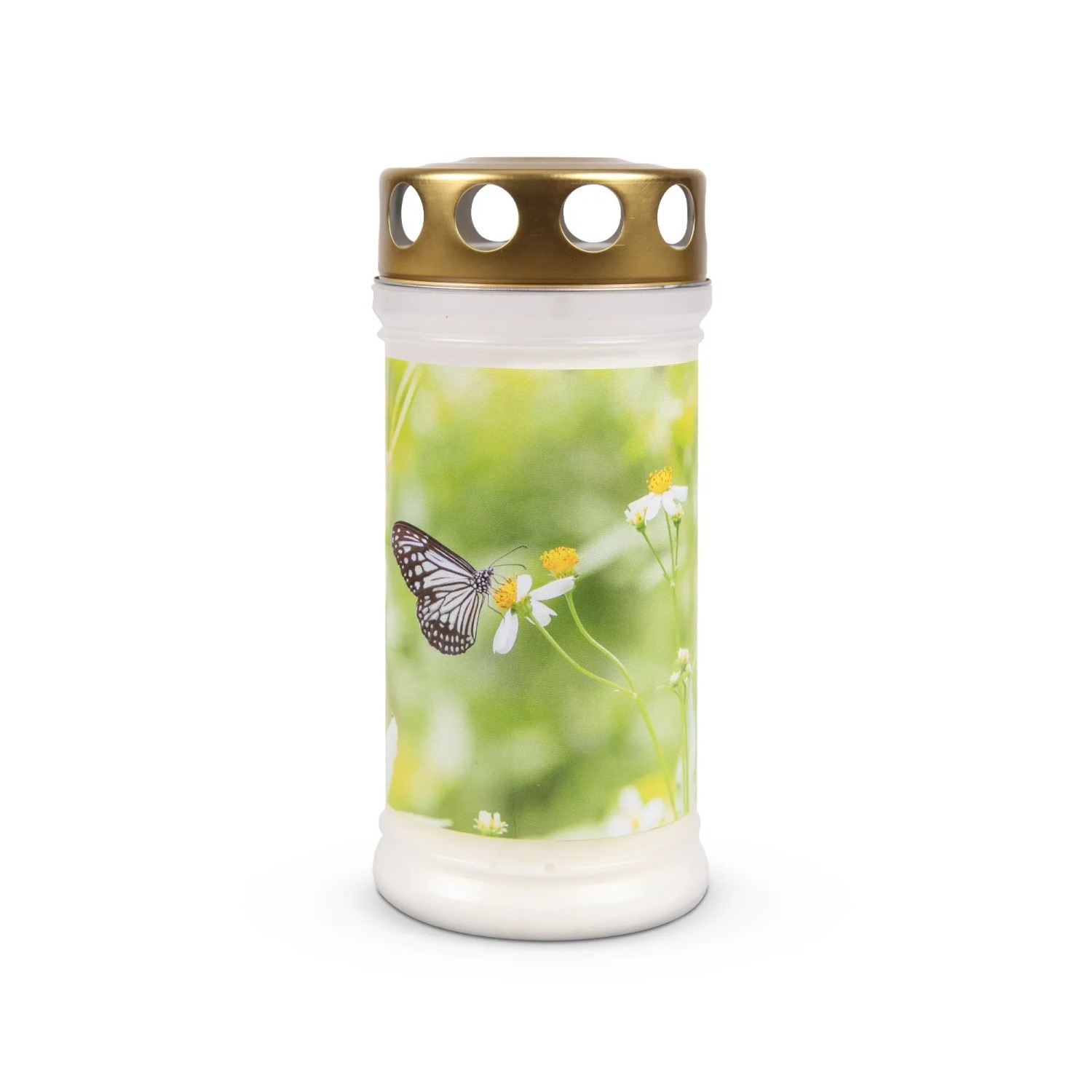 HS Candle Grabkerze 72h Brenndauer Gänseblümchen Weiß