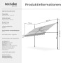 Technische Zeichnung der hellgrauen Tectake Klemmmarkise mit Handkurbel, UV-beständig, 350x180 cm, für Sonnenschutz.
