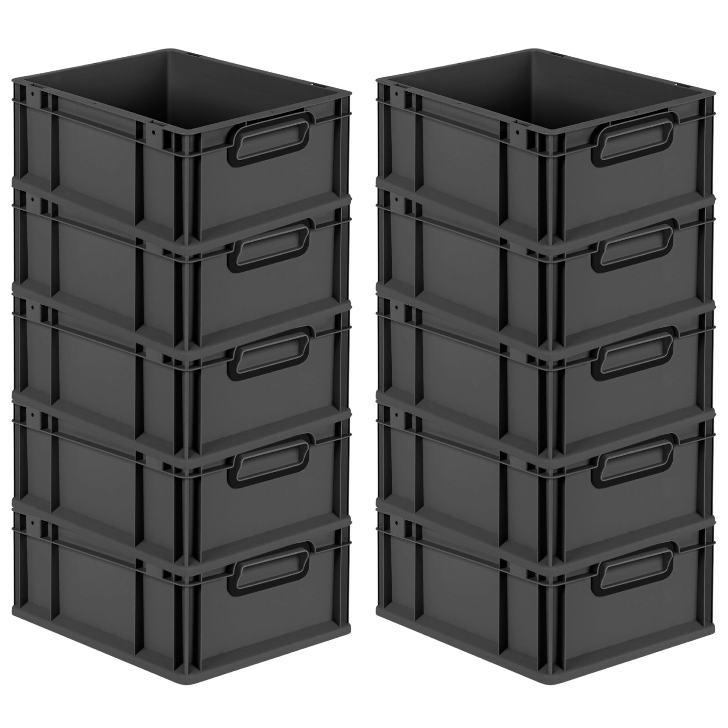 PROREGAL SuperSparSet 10x Eurobox Nextgen Color HxBxT 17x30x40cm 16 Liter Griffe Schwarz Geschlossen Schwarz Eurobehälte...