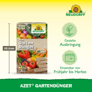 Neudorff Azet Gartendünger 1kg Packung mit Gemüseabbildung.