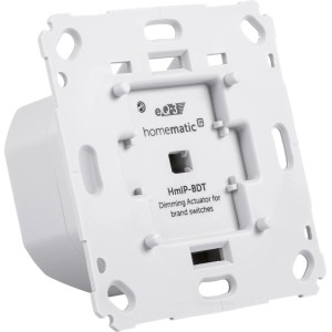 Weißer Homematic IP Dimmaktor für Markenschalter, Unterputz-Modul für Smart Home Hausautomation.