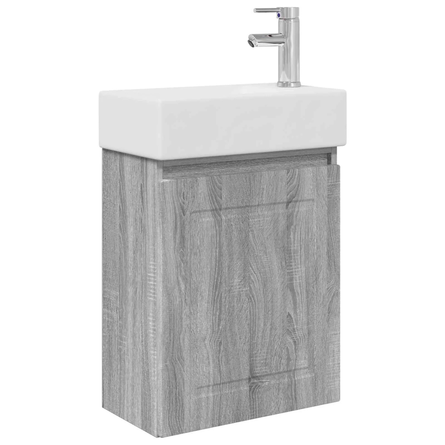 vidaXL Badezimmer Waschtischunterschrank mit Wasserhahn Sonoma-Grau 889517