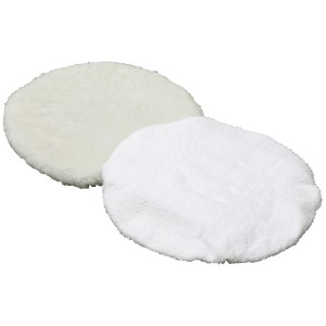 2-tlg. Polierhaubenset für Autopflege: Baumwollhaube und Lammfellhaube für Poliermaschinen.