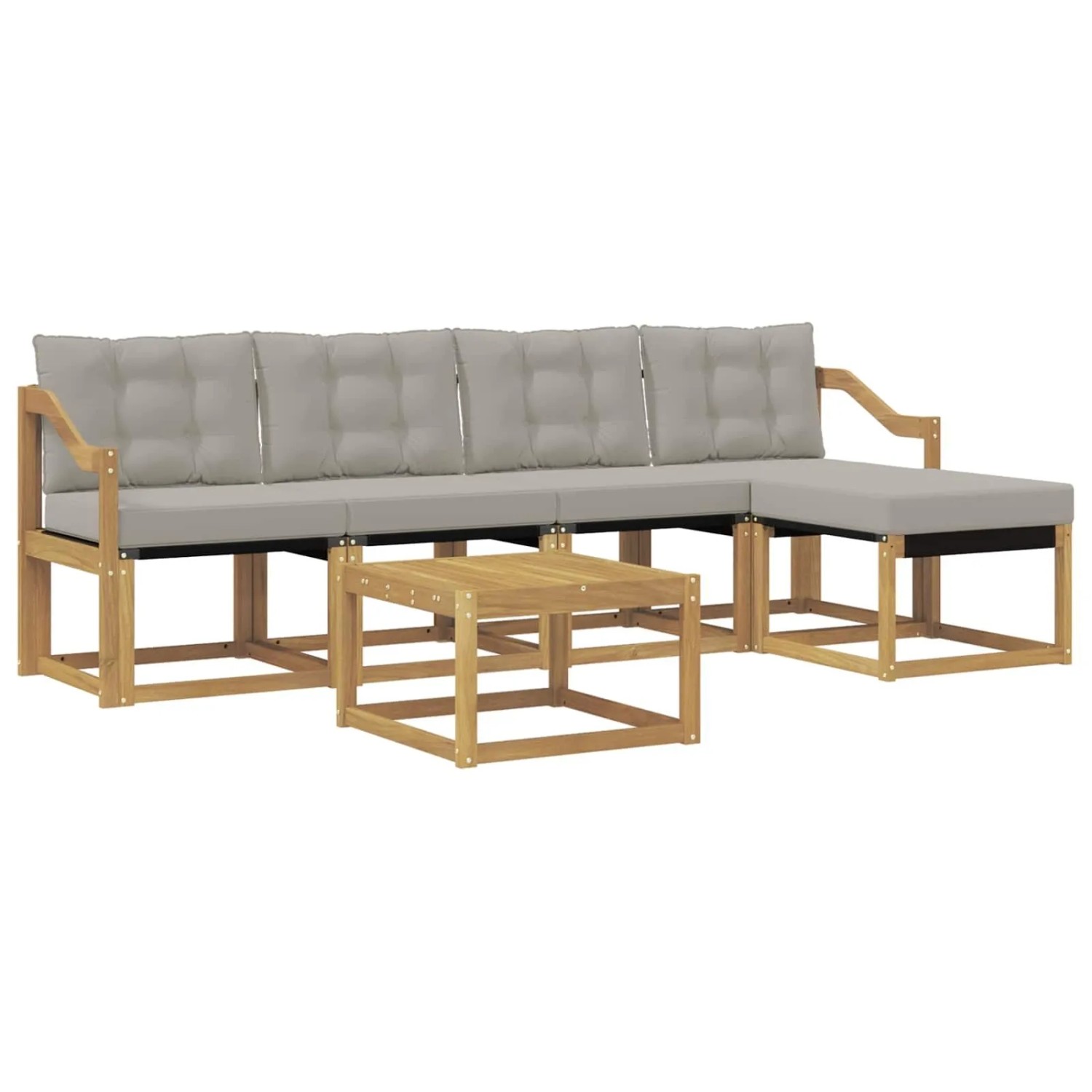vidaXL Outdoor-Sofagarnitur mit Kissen 6-Tlg Weiß und Hellgrau 3389413