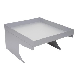 Graue Mähroboter-Garage MCW G60 mit Pflanzkasten für Witterungsschutz.