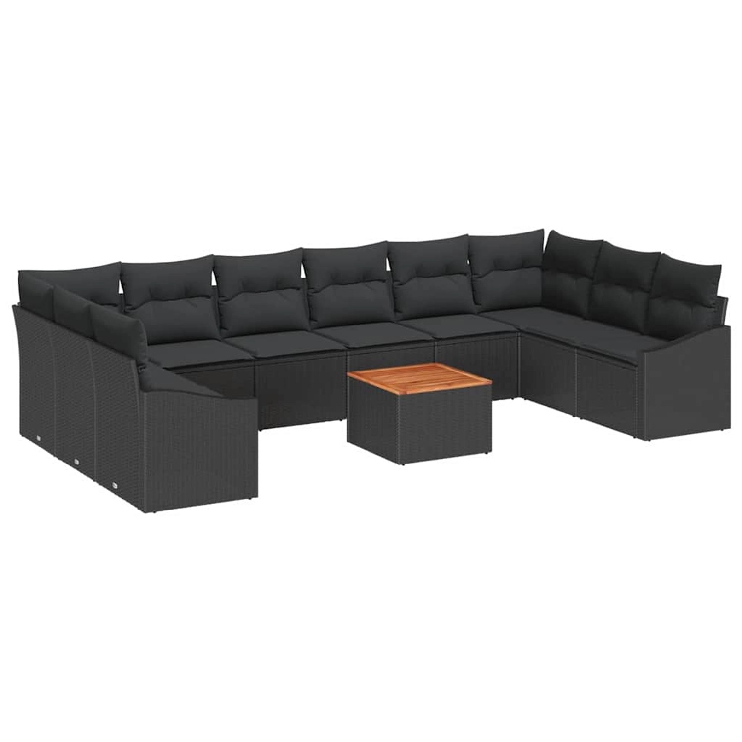 vidaXL Garten-Sofa-Set mit Kissen 11-Tlg Schwarz Poly Rattan 3347884 günstig online kaufen