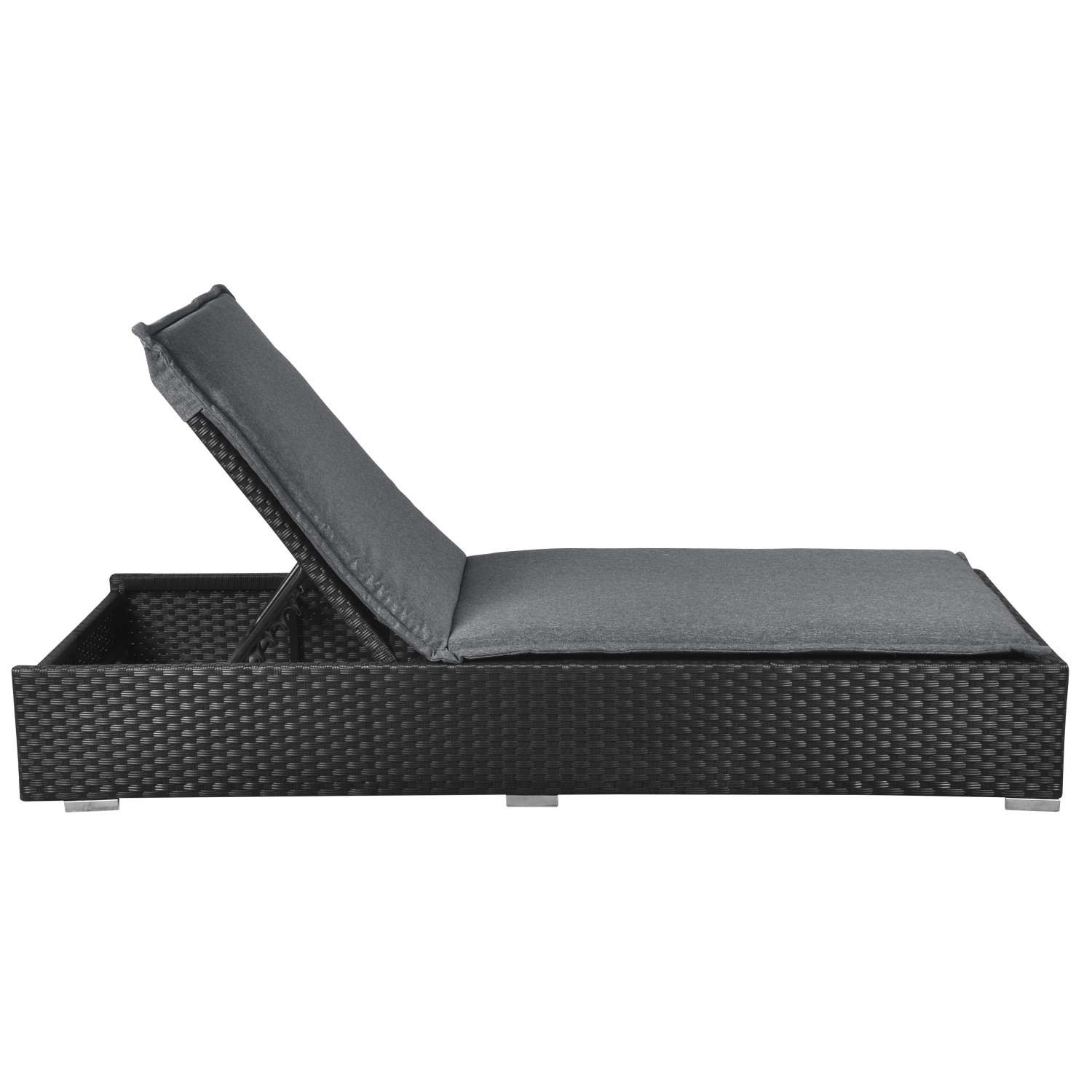 ebuy24 Gida Garten Lounge Sonnenliege mit Auflage Schwarz Grau