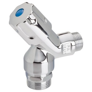 Verchromtes Geräteventil 21 mm (R 1/2) mit Rohrbelüfter für Spül- oder Waschmaschine.