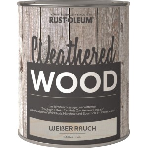 Dose Rust-Oleum Weathered Wood Effektfarbe Weißer Rauch für Treibholz-Optik auf Holz.