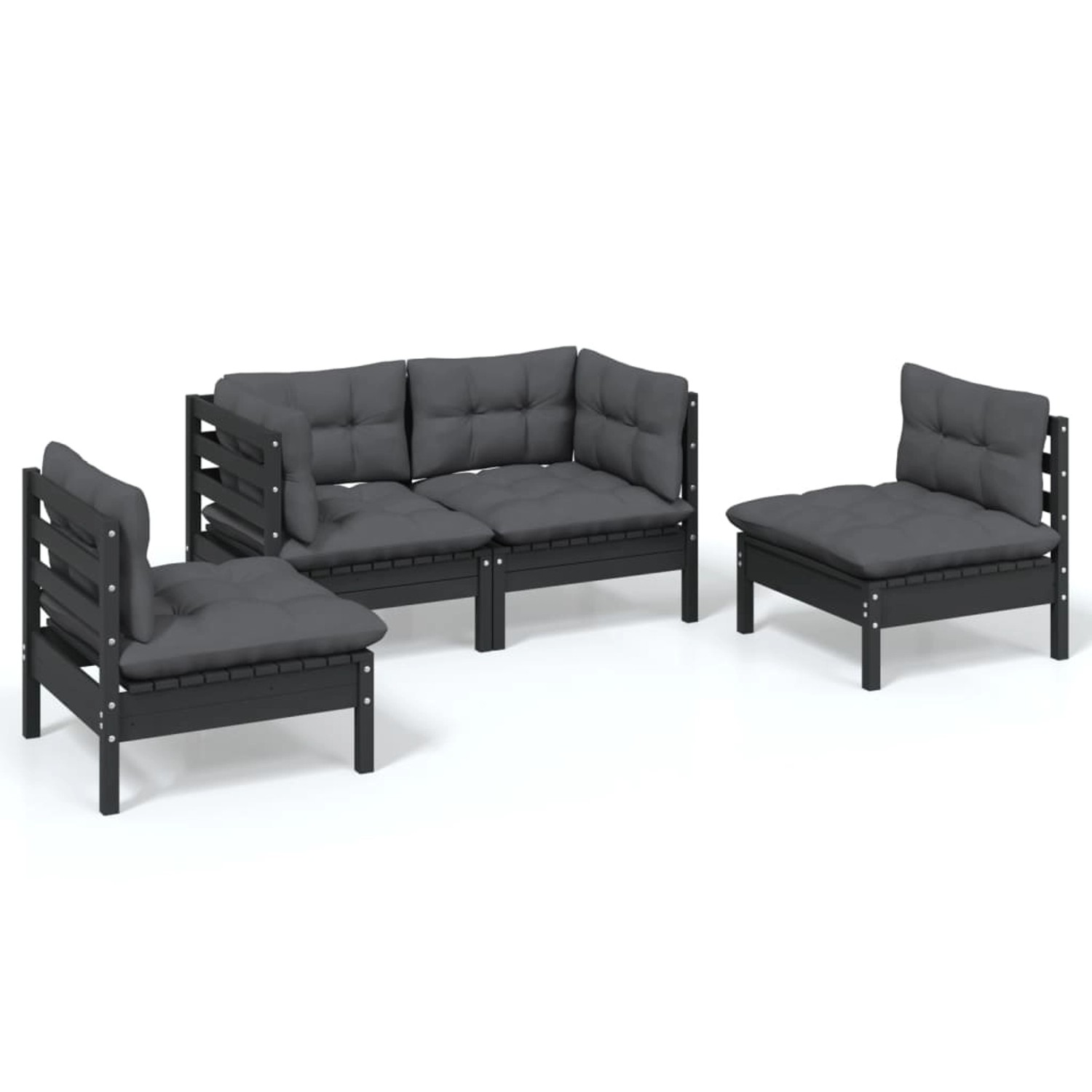 vidaXL 4-tlg Garten-Lounge-Set mit Kissen Massivholz Kiefer Modell 6 günstig online kaufen