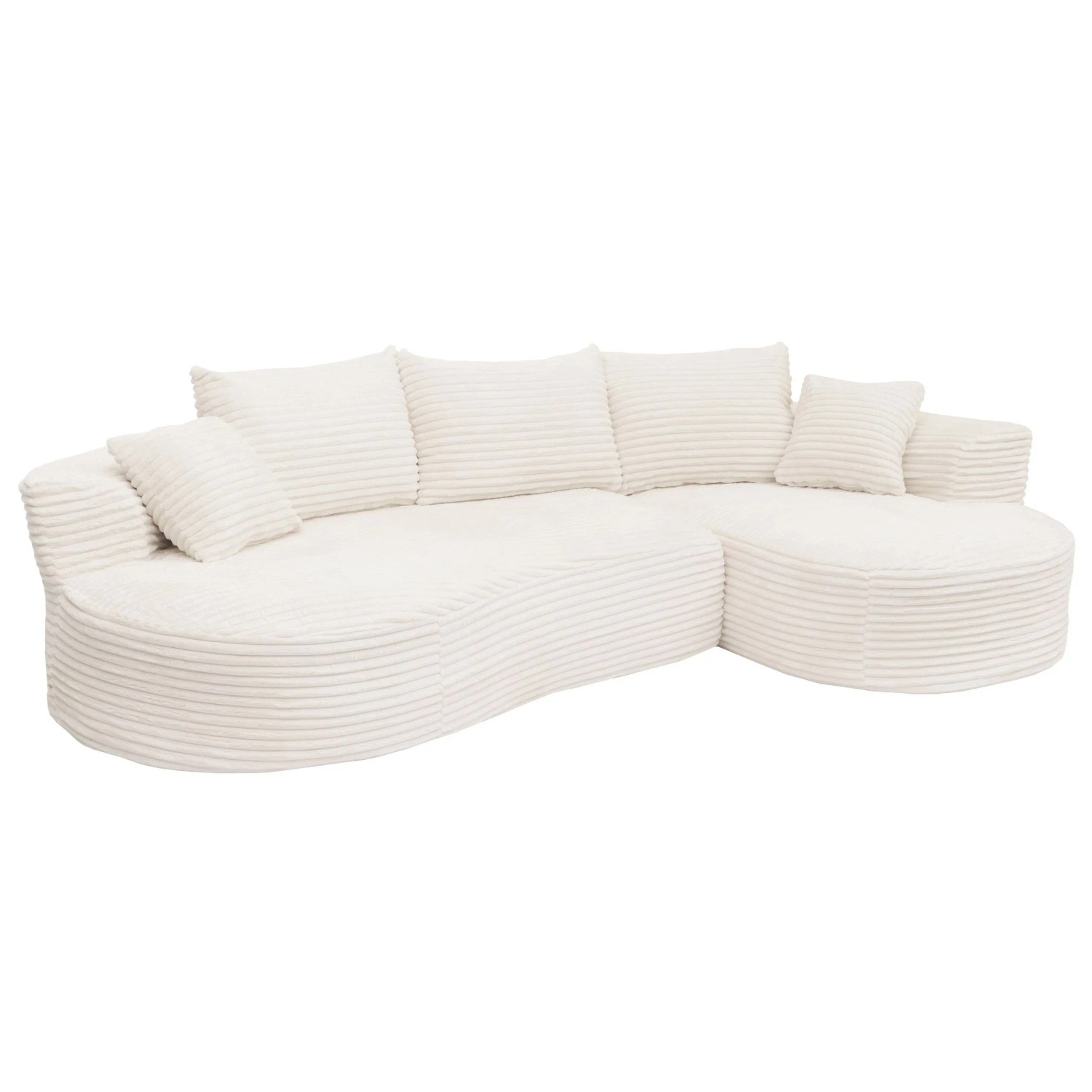 MCW Sofa-Garnitur P19 3-Sitzer Stoff/Textil Cord Liegefläche Rechts Weiß