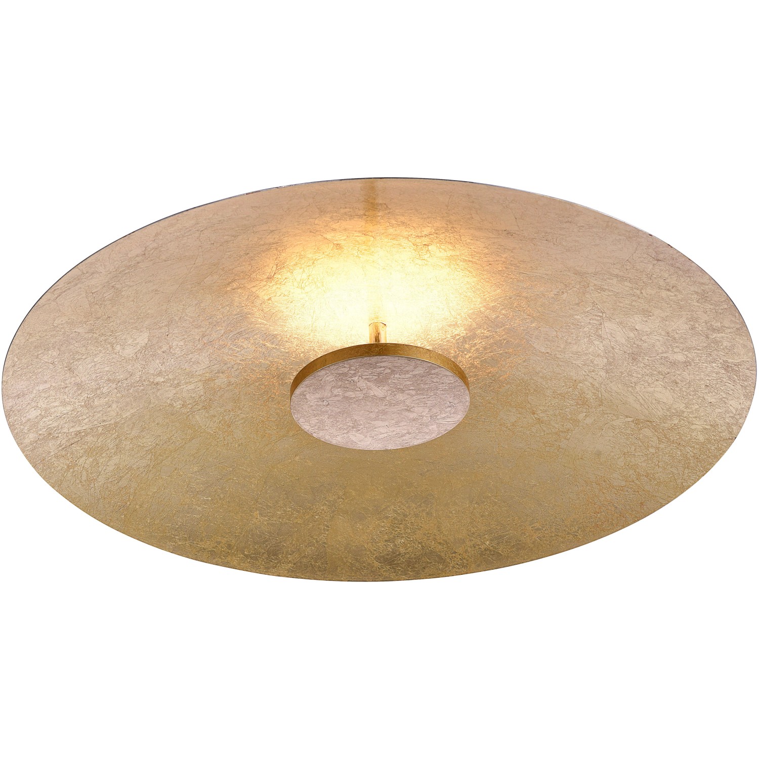 Goldene LED-Deckenleuchte Plate von Paul Neuhaus, Durchmesser 50 cm.