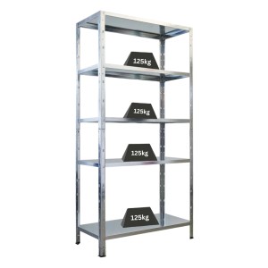 PROREGAL Schwerlastregal Ares HxBxT 180x90x40cm 5 Stahlplatten-Ebenen Fachlast 125 kg Verzinkt
