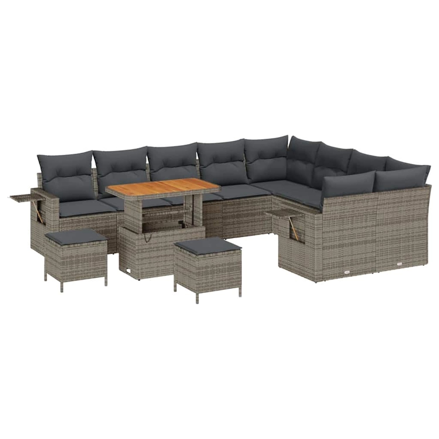 vidaXL Garten-Sofa-Set 12-Tlg Grau Poly Rattan 3361788 günstig online kaufen