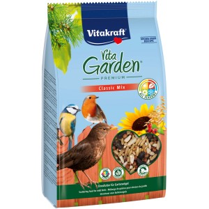 Vitakraft VitaGarden Premium Classic-Mix Wildvogelfutter, 1kg Packung mit Gartenvögeln und Sonnenblume.