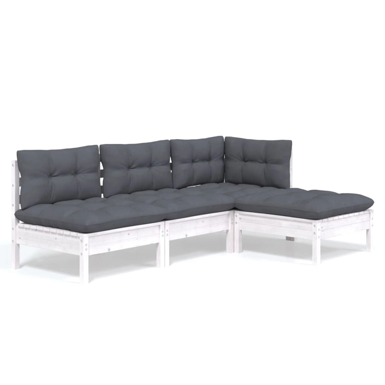 vidaXL 4-tlg Garten-Lounge-Set mit Kissen Weiß Kiefernholz Modell 1 günstig online kaufen