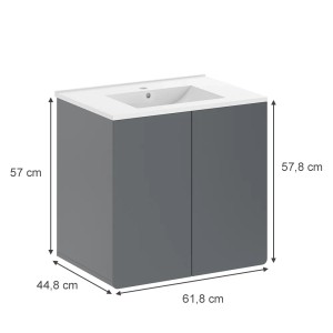 Vicco Waschbeckenunterschrank Izan, grau, mit Keramikwaschbecken. Badmöbel für mehr Stauraum im Bad.