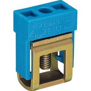Wago Anschlussklemme, 2,5-16 mm², mit blauer Kappe für N-Sammelschiene.