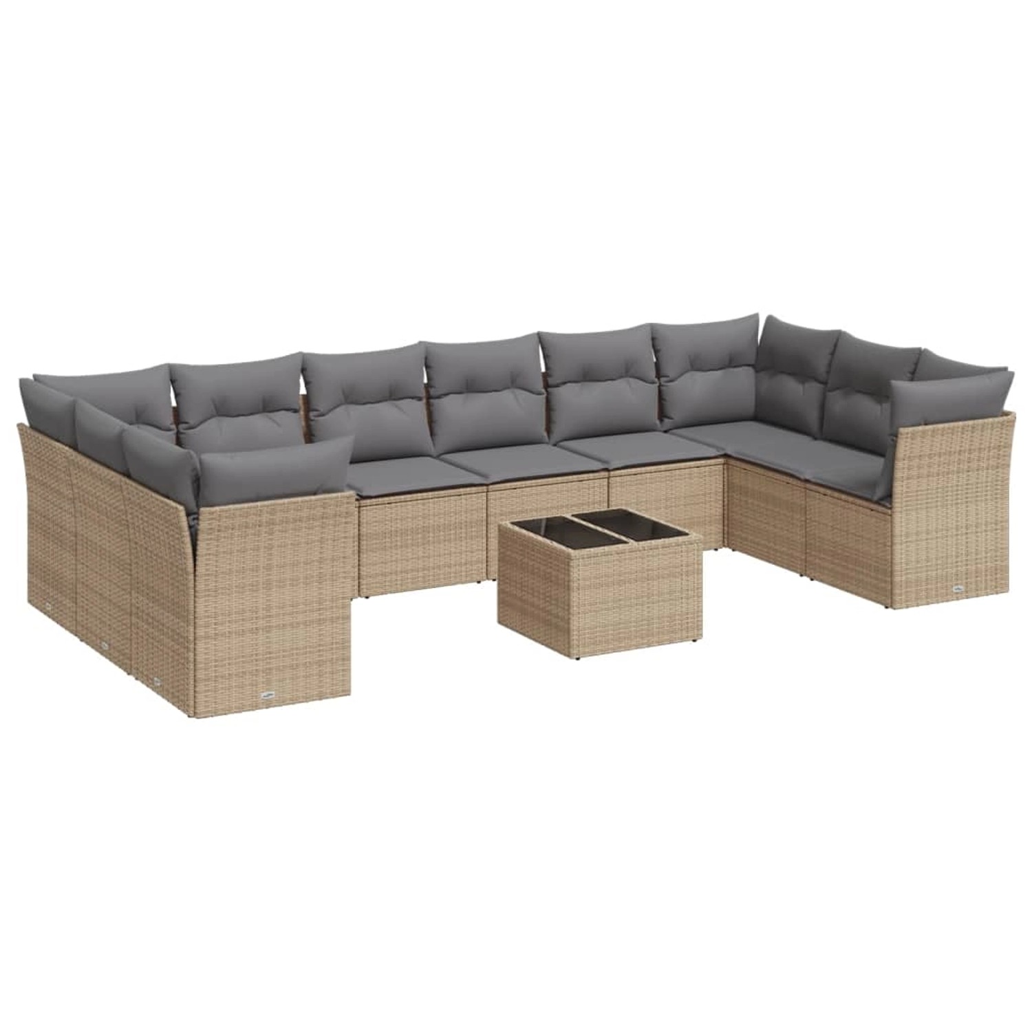 vidaXL 11-Tlg Garten-Sofagarnitur mit Kissen Beige Poly Rattan 3218209 günstig online kaufen