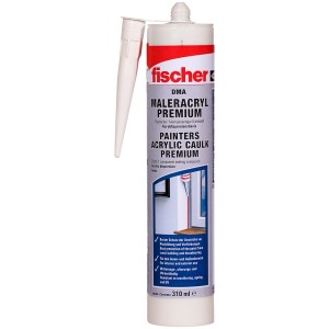 Fischer Maleracryl Premium DMA, weiße Acryl-Dichtmasse in Kartusche, 310ml.