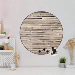 Runde, schwarze Magnettafel mit Steinplatten-Motiv von Banjado, 47cm Durchmesser.