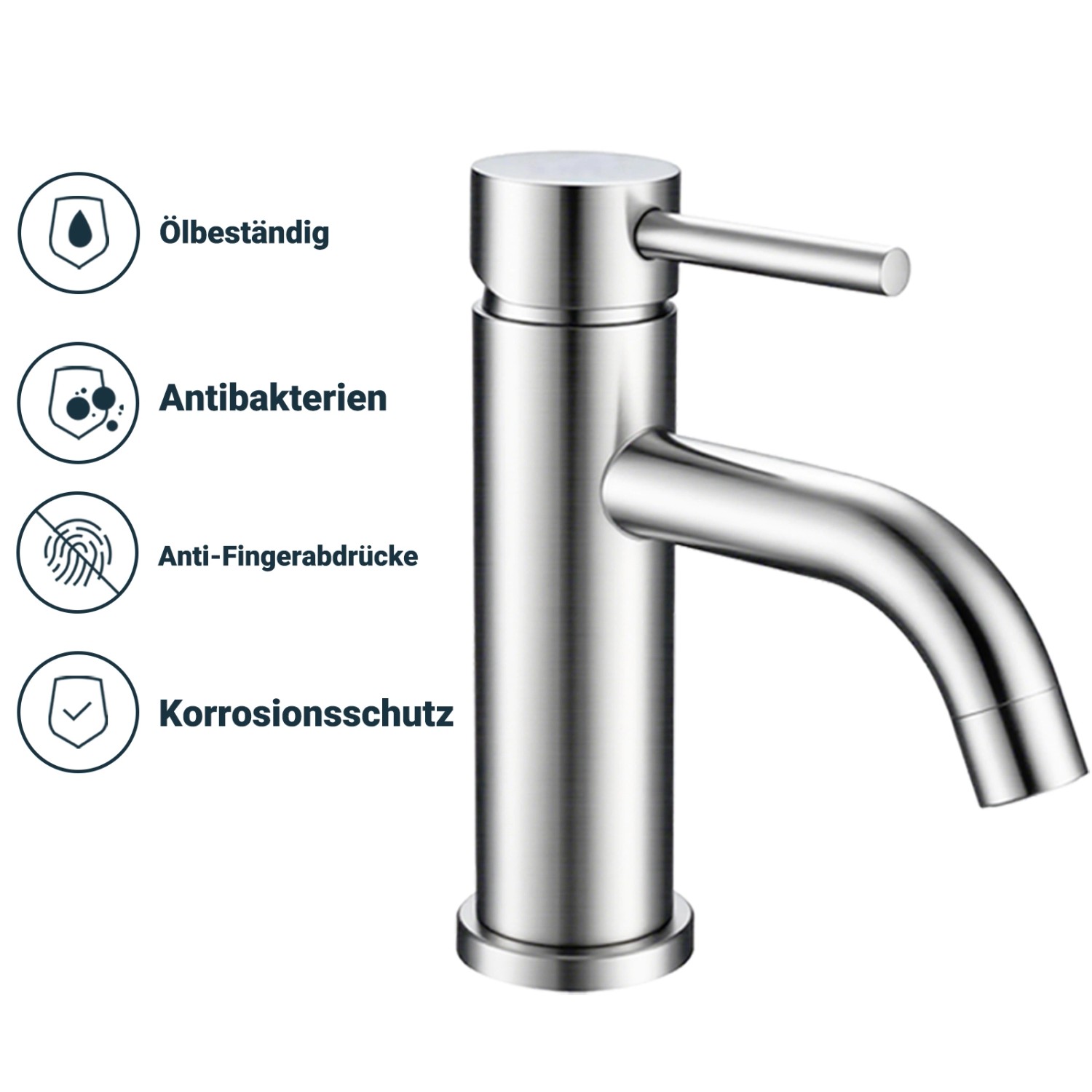 AICA Wasserhahn Silber Bad Niedriger Waschtischarmatur Waschbecken Armaturen 304 Edelstahl Einhebelmischer Mischbatterie_7