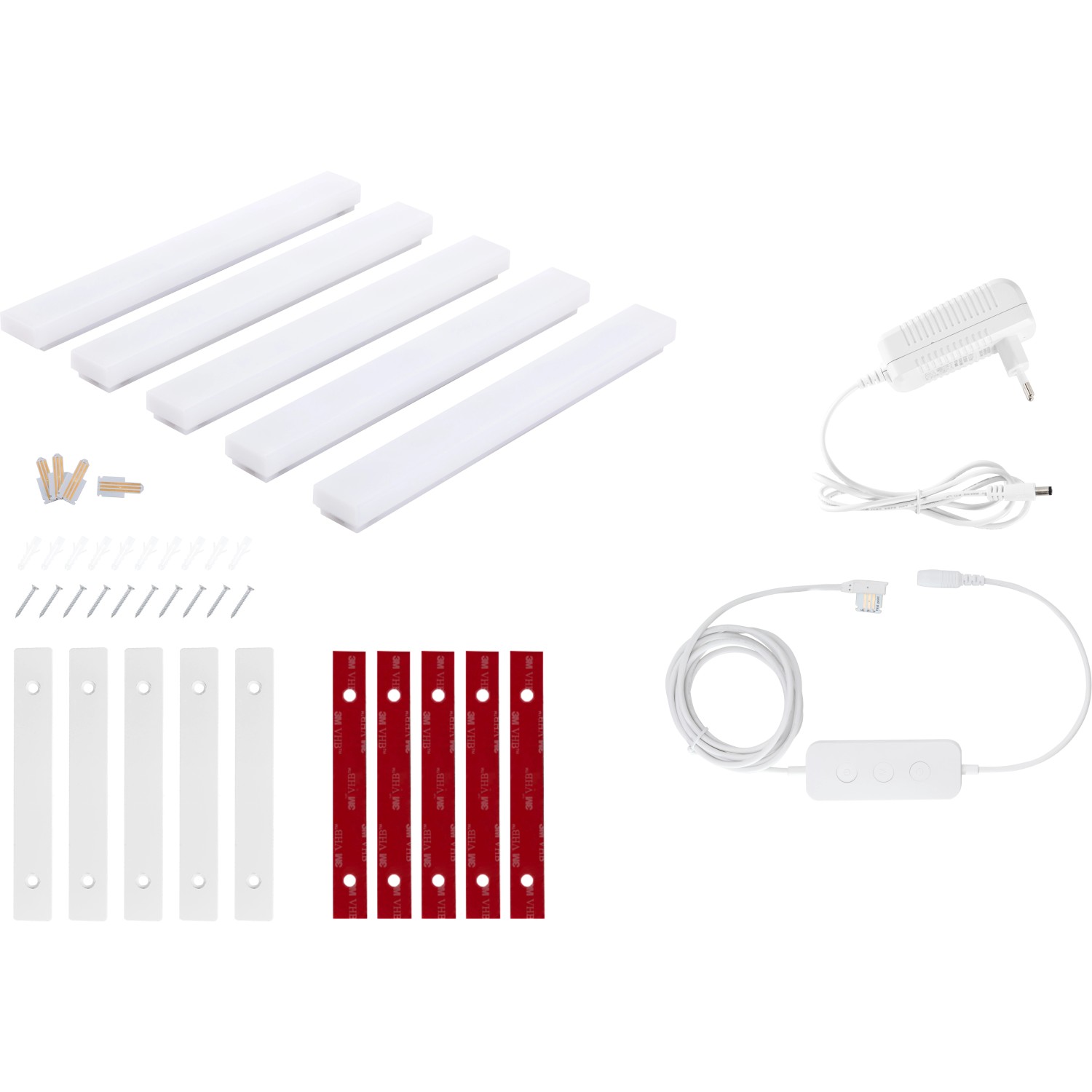 Trio LED Lichtsystem Lines Starter-Set, 5 weiße Leuchten, Steuerung, Trafo, Montagezubehör.