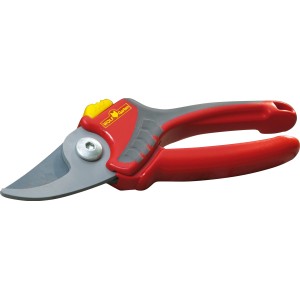 Wolf Gartenschere RR 2500 Comfort Plus, 2-schneidig, mit rotem Griff und grauer Klinge.