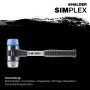 Halder Simplex Schonhammer Ø 50 mm TPE-soft Blau   Weichmetall mit Verstärktem Tempergussgehäuse und FiberglasStiel_3