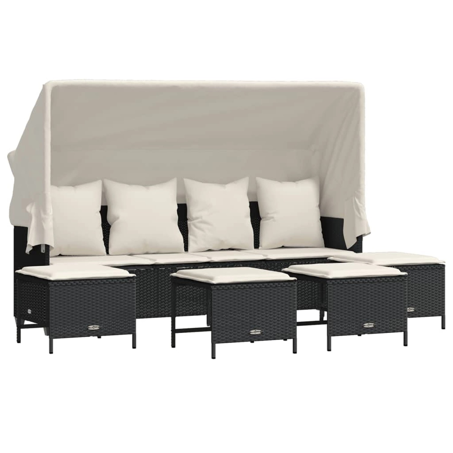 vidaXL 5-tlg Garten-Sofagarnitur mit Kissen Schwarz Poly Rattan Modell 147 günstig online kaufen