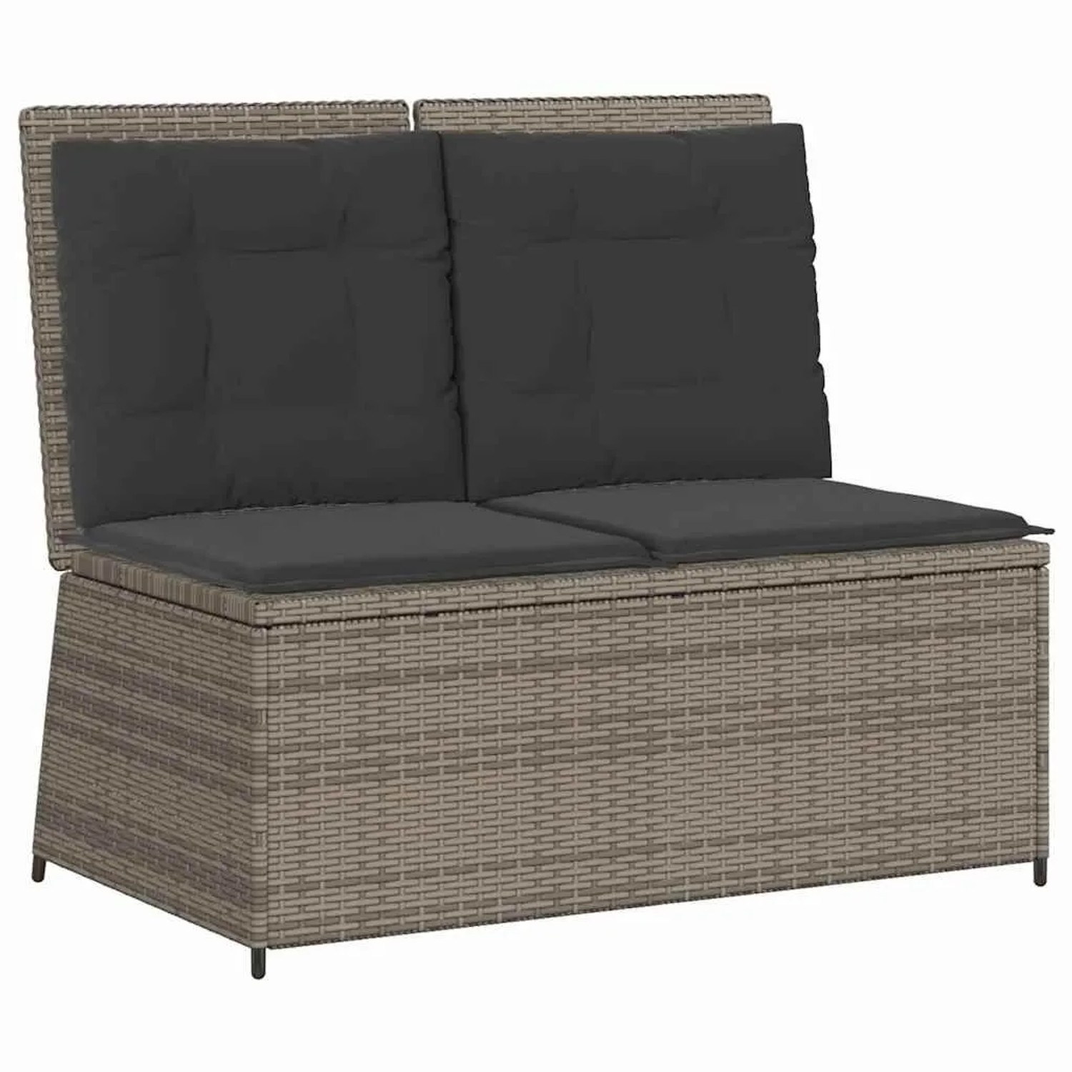 vidaXL Gartenbank mit Kissen Grau Poly Rattan 3394469 günstig online kaufen