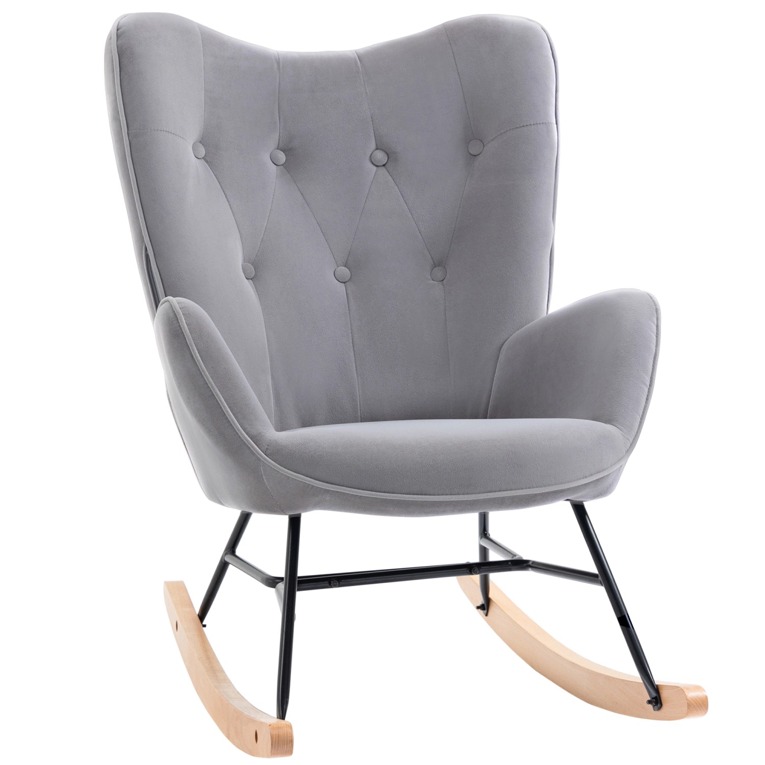 HOMCOM Schaukelsessel Polyester Schaumstoff Hellgrau+Natur 65B x 70T x 96H günstig online kaufen