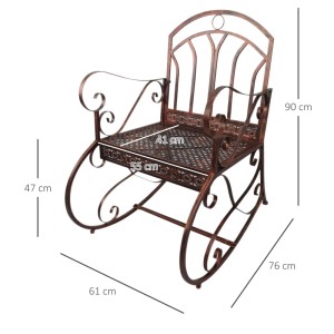 Outsunny Schaukelstuhl Metall 61B x 76T x 90H cm Bronze