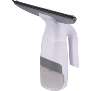 Akku-Fenstersauger mit Sprühflasche für streifenfreie Fensterreinigung.