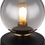 Globo Design-Tischlampe Jorge, schwarz matt mit Rauchglas-Schirm. Moderne Leuchte für Wohnraum.