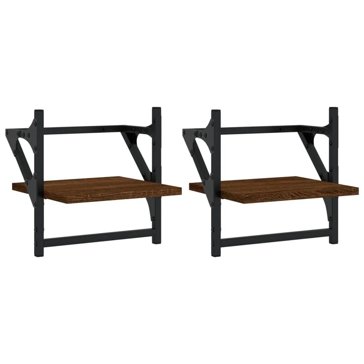 vidaXL Wandregale mit Stangen 2 Stk Braun Eichen-Optik 30x25x30 cm 836237
