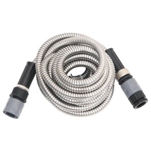 vidaXL Gartenschlauch, 30 m, Edelstahl, mit Sprühdüse. Schlauch für Gartenbewässerung.