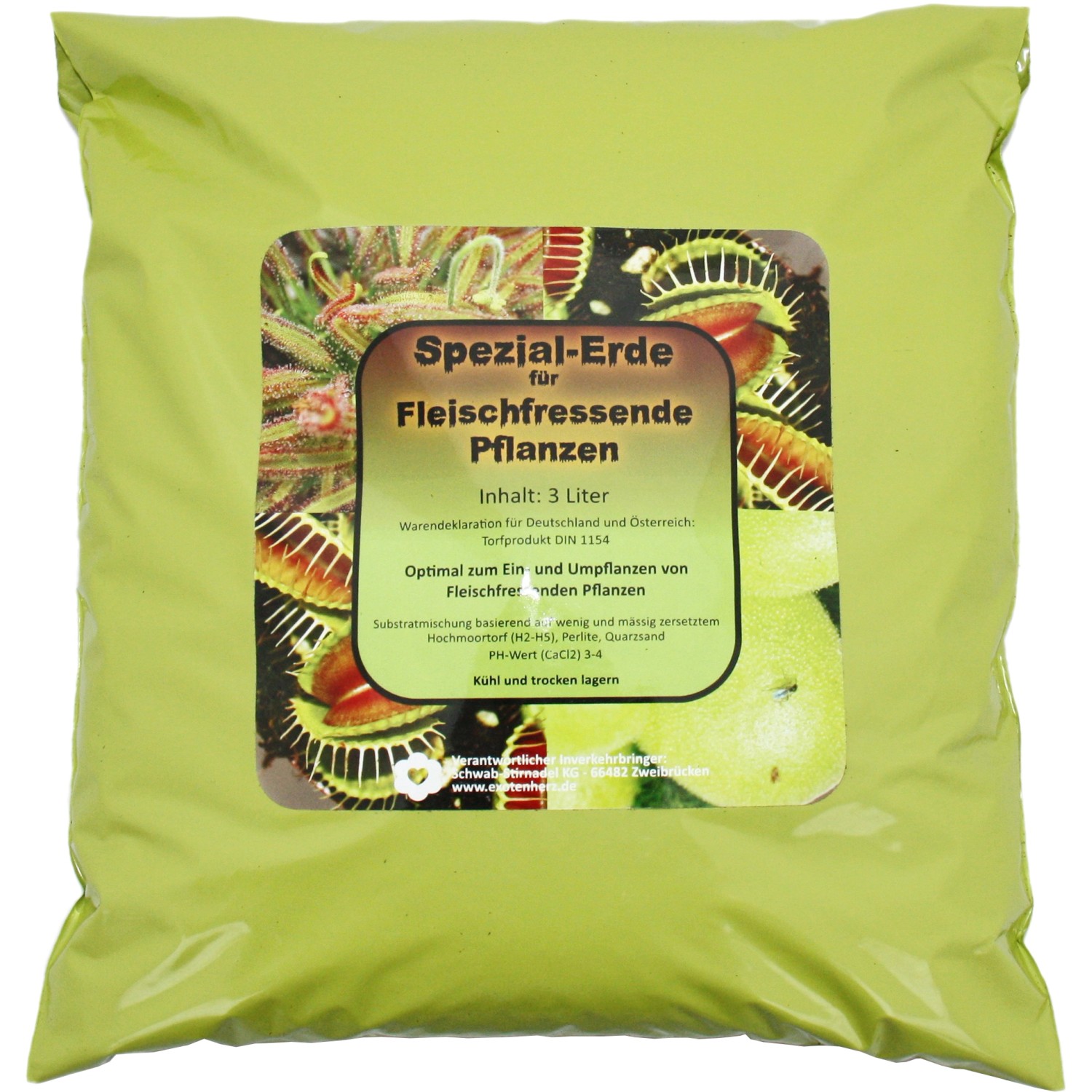 Sack Erde für Fleischfressende Pflanzen, 3 Liter, Spezialerde zum Umtopfen und zur Anzucht.