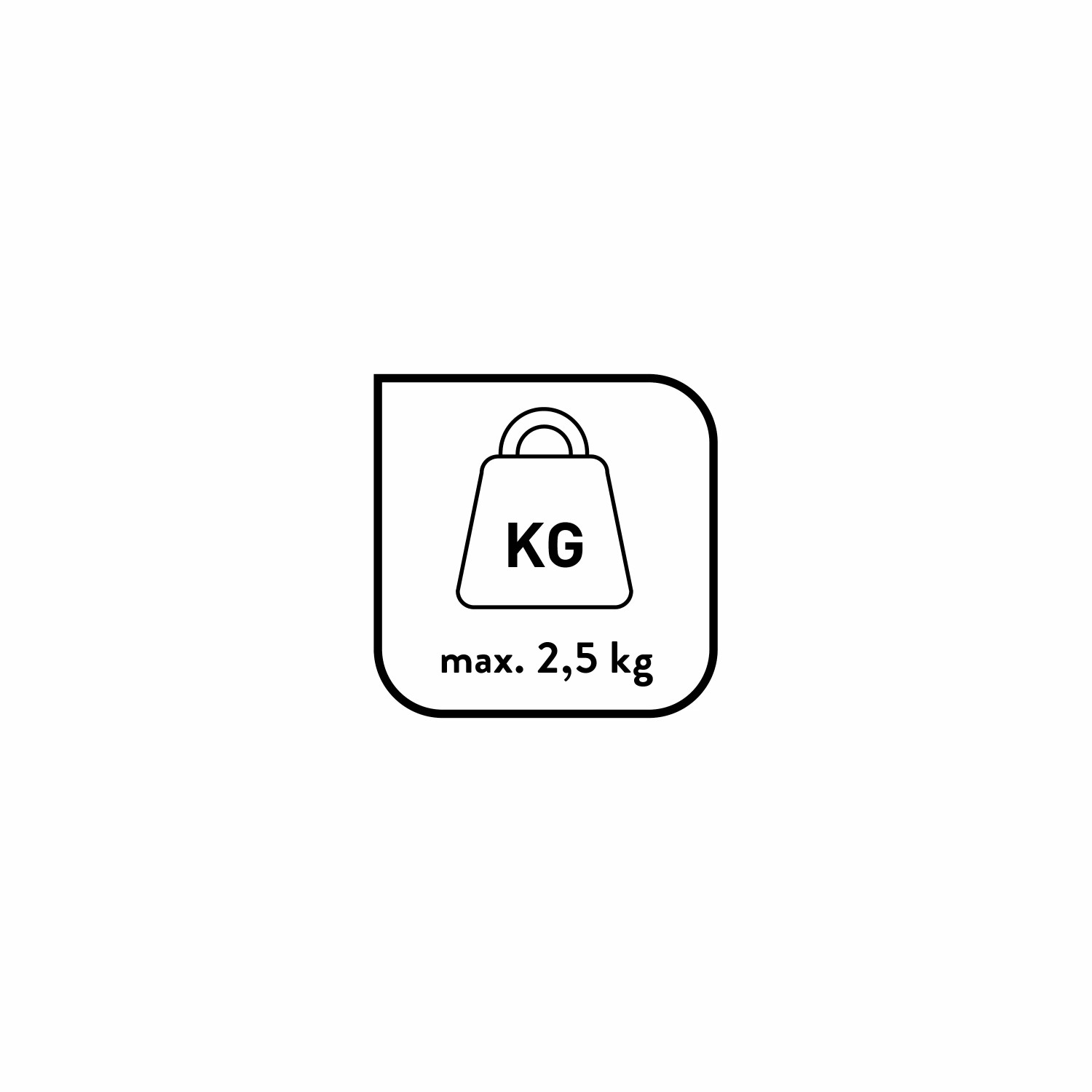 Symbol für max. Belastbarkeit 2,5 kg des baliv Handtuchhalters.