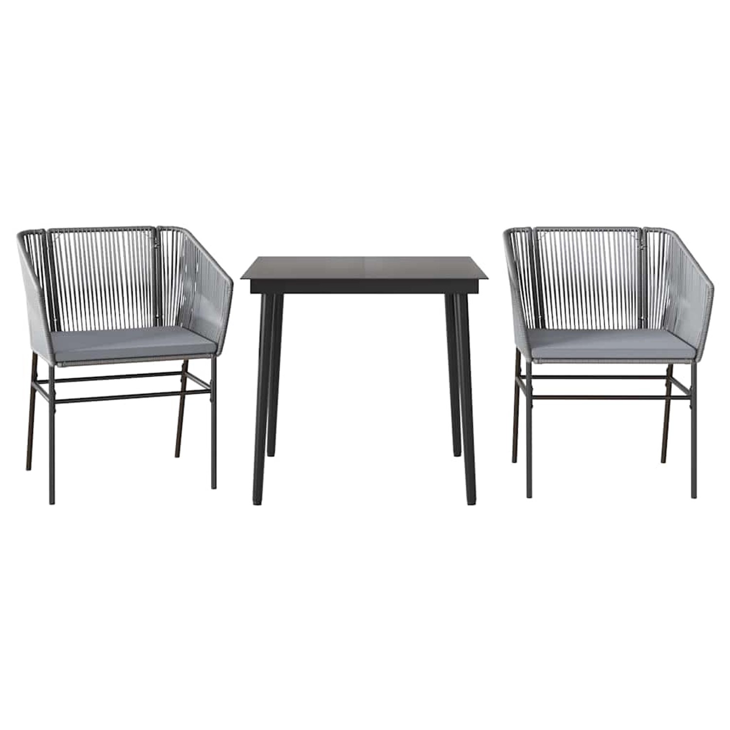 vidaXL 3-Tlg Garten-Essgruppe mit Kissen Grau Poly Rattan Glas 3334527 günstig online kaufen
