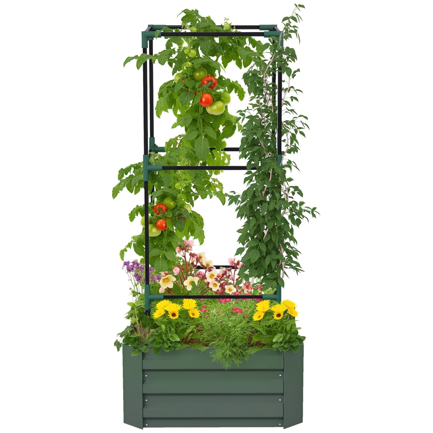 Outsunny Garten-Bett Stahl Verzinkter Stahl  61L x 61B x 140H cm günstig online kaufen