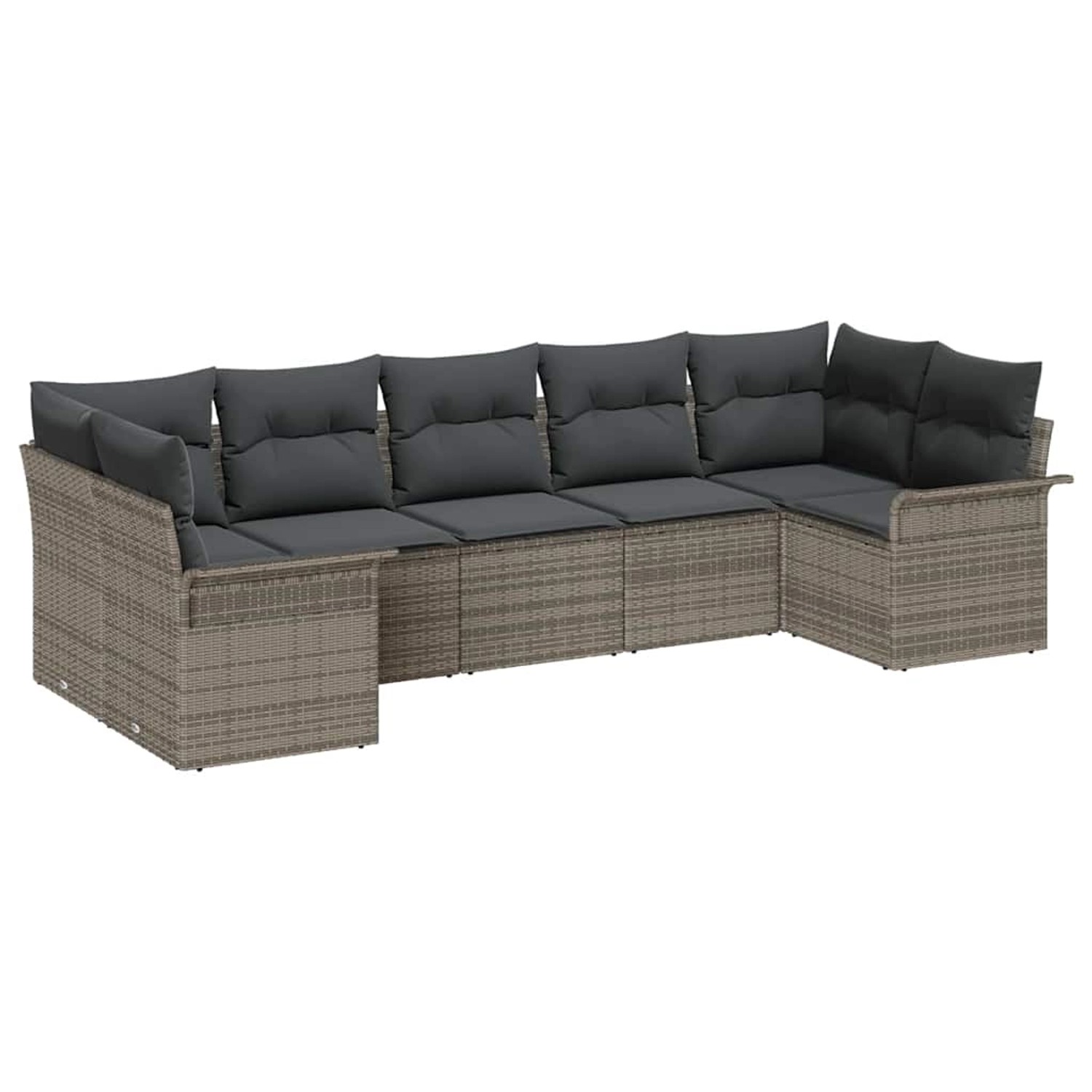 vidaXL Garten-Sofa-Set mit Kissen mit Speicher 7-Tlg Grau Poly Rattan 33541 günstig online kaufen