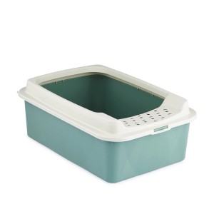 Rotho Katzentoilette Eco Bonnie Tray M in Mistletoe Green, mit Einstieg von oben und abnehmbarem Deckel.