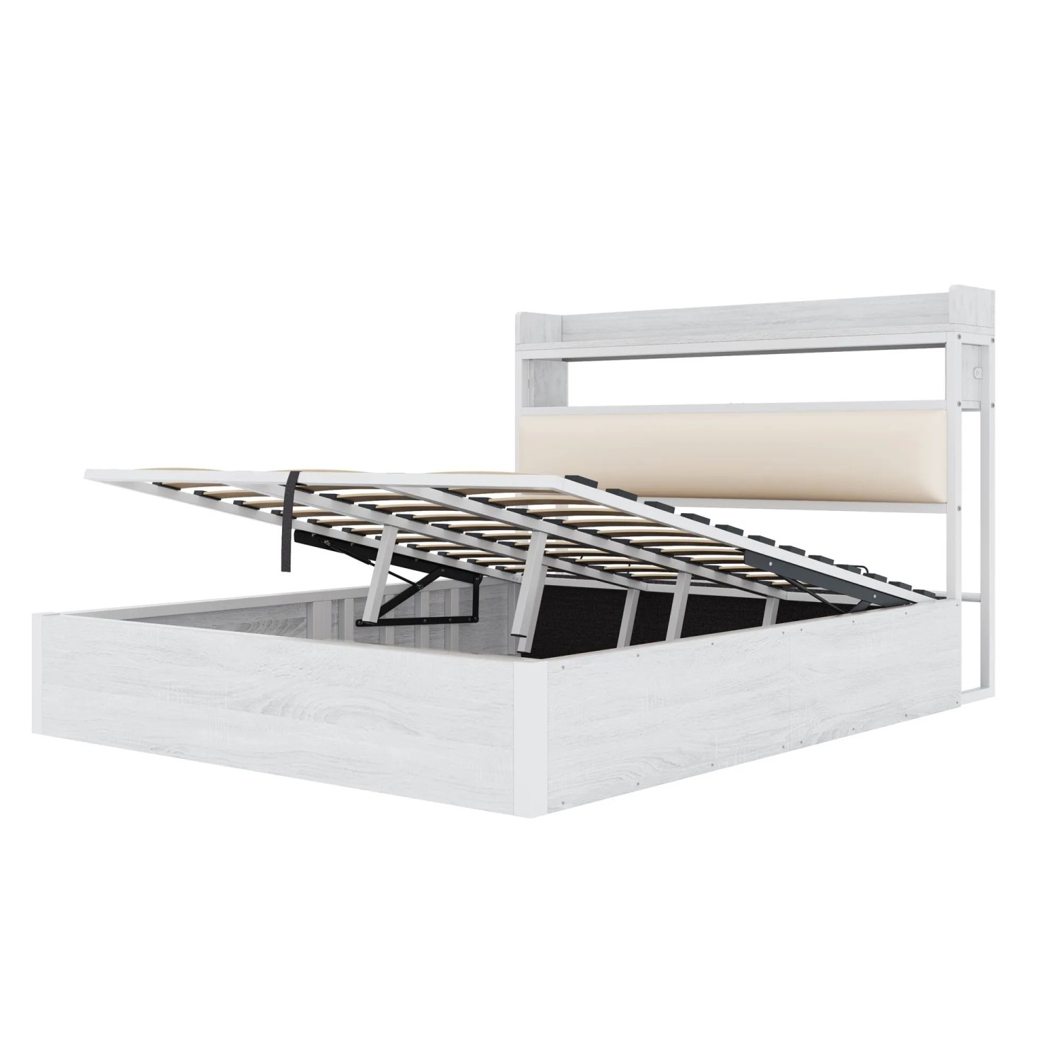 okwish Bettrahmen 180x200cm mit Stauraum Einzelbett Schlafzimmer Weiß ohne Matratze