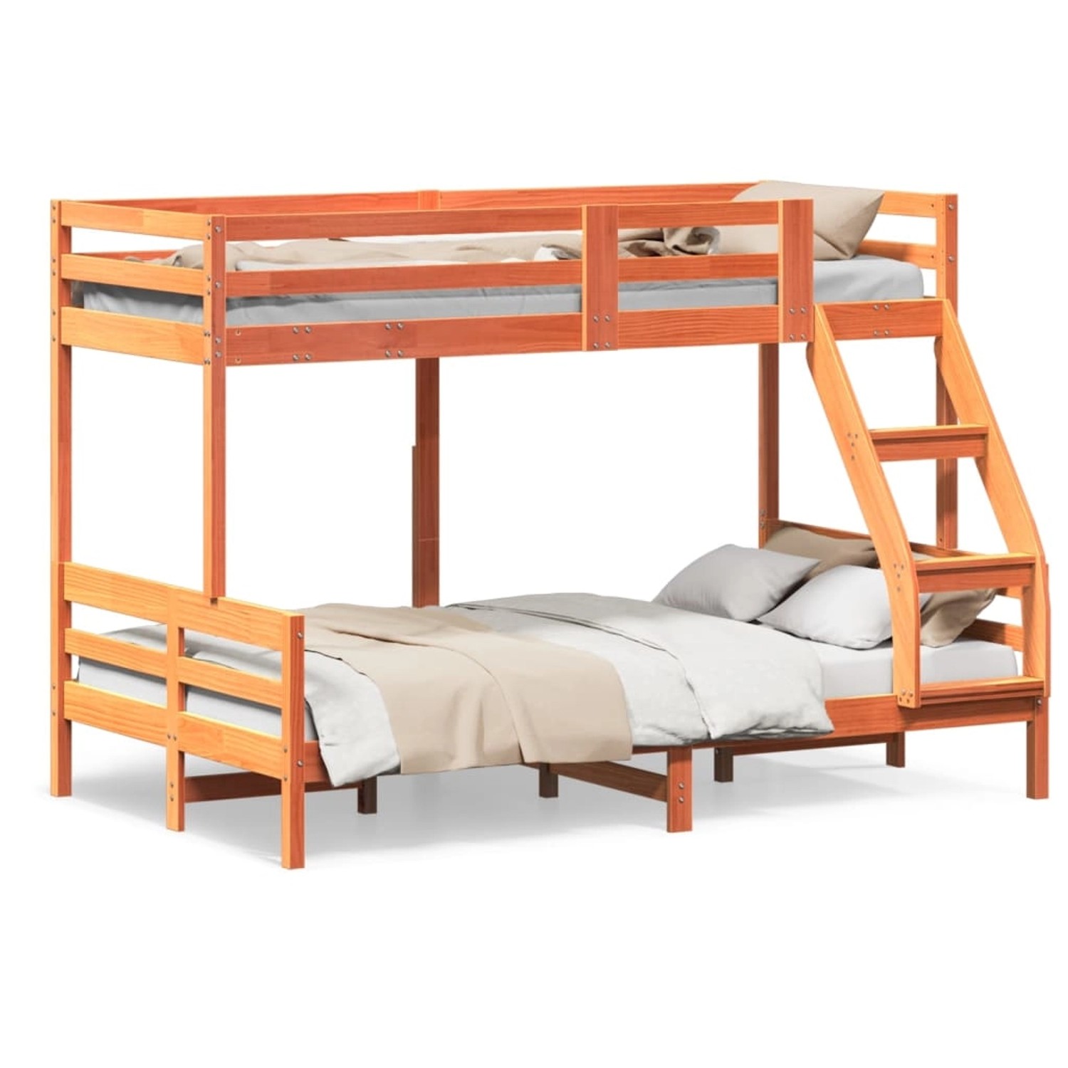 vidaXL Etagenbett 80x200/120x200 cm Wachsbraun Massivholz Kiefer 3207180 günstig online kaufen